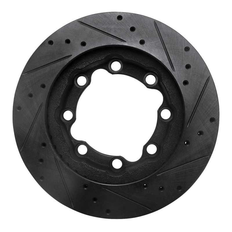 Chevrolet K2500 Brake Rotor (1) - Front Left - R1 Concepts - Drilled & Slotted - Black - `88-`00
